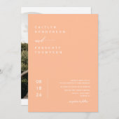 Elegant Peach Boho Foto QR Code Wedding Einladung (Vorne/Hinten)