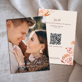 Elegant Peach Boho Style Floral Save the Date Einladung