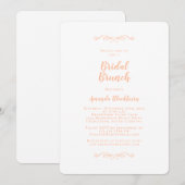 Elegant Peach Calligraphy Bridal Brunch  Einladung (Vorne/Hinten)