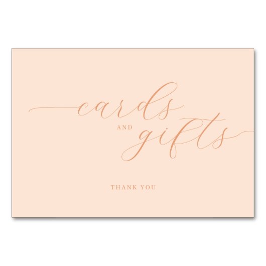 Elegant Peach Calligraphy Thank You Tischnummer (Vorderseite)