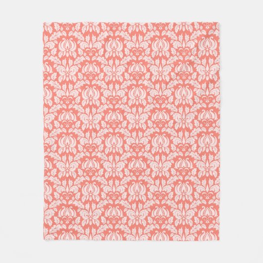 Elegant Peach Damask Fleecedecke (Vorderseite)