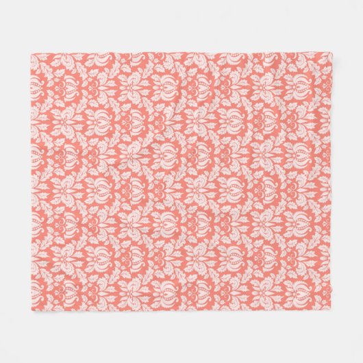 Elegant Peach Damask Fleecedecke (Vorderseite (Horizontal))