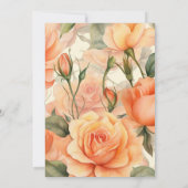 Elegant Peach Floral Black Einladung (Rückseite)