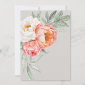 Elegant Peach Floral Feminine 40. Geburtstag Einladung (Rückseite)