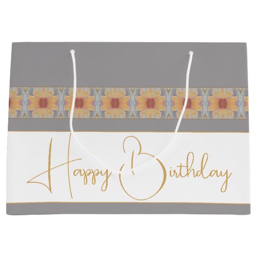 Elegant Peach Floral Große Geschenktüte (Vorderseite)