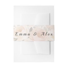 Elegant Peach Floral Invitation Card Belly Bands Einladungsbanderole