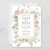Elegant Peach Floral Save the Date Magneteinladung (Vorderseite)