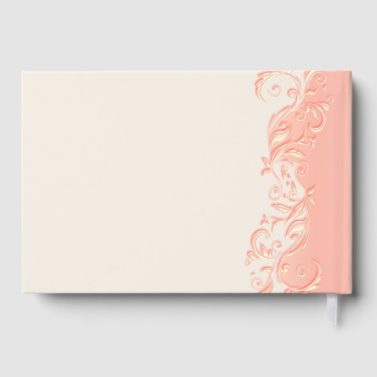 Elegant Peach Floral Swirl Gästebuch (Rückseite)