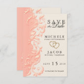 Elegant Peach Floral Swirl Save the Date (Vorne/Hinten)