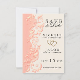 Elegant Peach Floral Swirl Save the Date