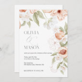 Elegant Peach Floral Wedding Einladungen (Vorne/Hinten)