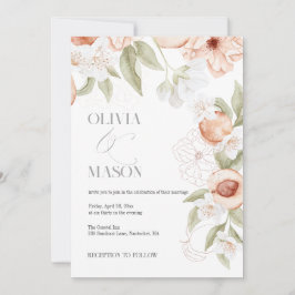 Elegant Peach Floral Wedding Einladungen