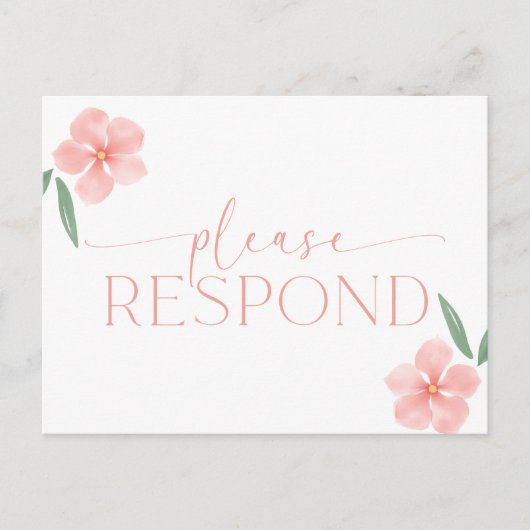 Elegant Peach Floral Wedding RSVP Postkarte (Vorderseite)