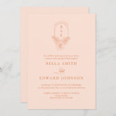 Elegant Peach Fuzz Wedding Einladung (Vorne/Hinten)