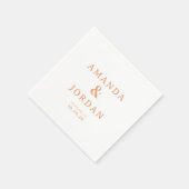 Elegant Peach Minimalist Names Serviette (Ecke)