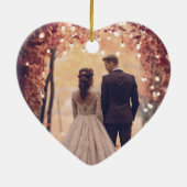 Elegant Peach Newlyweds Wedding Foto Keramik Ornament (Hinten)