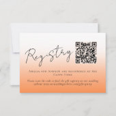 Elegant Peach Orange Fuzz QR Code Wedding Registry RSVP Karte (Vorderseite)