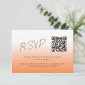 Elegant Peach Orange Fuzz QR Code Wedding RSVP (Stehend Vorderseite)