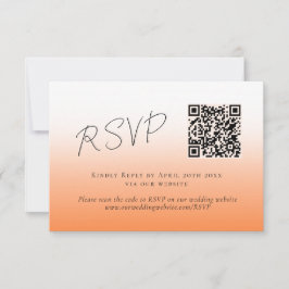 Elegant Peach Orange Fuzz QR Code Wedding RSVP Karte