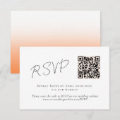 Elegant Peach Orange Fuzz QR Code Wedding RSVP Karte (Vorne/Hinten)