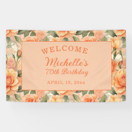 Elegant Peach Orange Rose 70. Geburtstag Banner