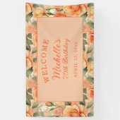 Elegant Peach Orange Rose 70. Geburtstag Banner (Vertikal)