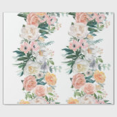 Elegant Peach Peony Garden Blumengrün Geschenkpapier (Flach)