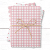 Elegant Peach Pink Gingham Karo Polka Dots Geschenkpapier Set