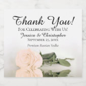 Elegant Peach Rose Chic Wedding Vielen Dank Alkoholflaschenetikett (Einzelnes Label)