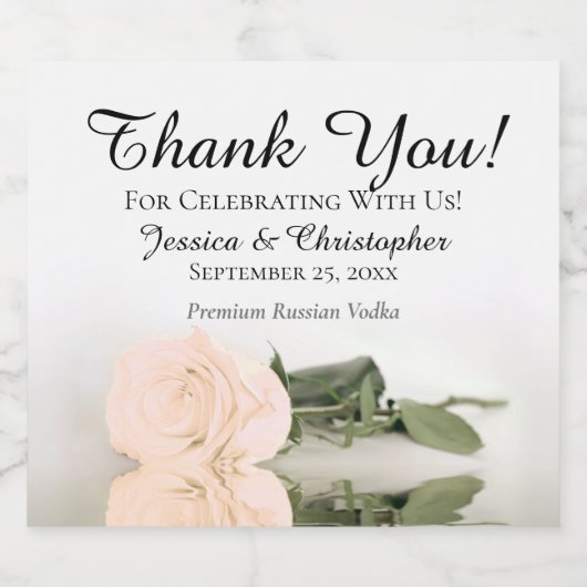 Elegant Peach Rose Chic Wedding Vielen Dank Alkoholflaschenetikett (Einzelnes Label)