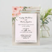 Elegant Peach & Sage Grüne Hochzeit Einladung (Stehend Vorderseite)