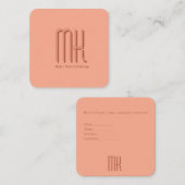 Elegant Peach Salon Monogram Appointment Card Terminkarte (Vorne/Hinten)