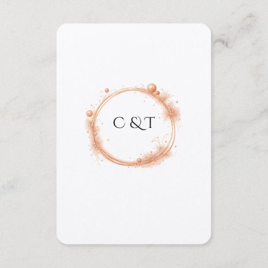 Elegant Peach Sparkle Wedding Script Calligraphy Begleitkarte (Rückseite)