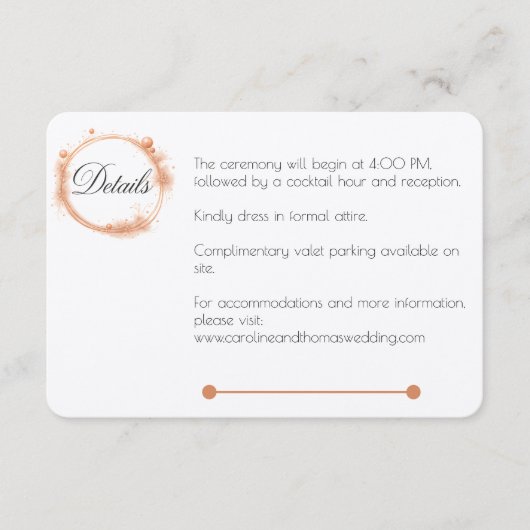 Elegant Peach Sparkle Wedding Script Calligraphy Begleitkarte (Vorderseite)