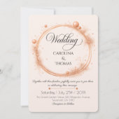 Elegant Peach Sparkle Wedding Script Calligraphy Einladung (Vorderseite)