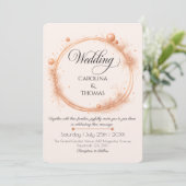 Elegant Peach Sparkle Wedding Script Calligraphy Einladung (Stehend Vorderseite)