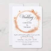 Elegant Peach Sparkle Wedding Script Calligraphy Einladung (Vorderseite)