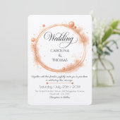 Elegant Peach Sparkle Wedding Script Calligraphy Einladung (Stehend Vorderseite)