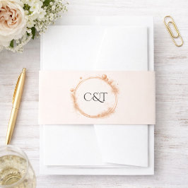 Elegant Peach Sparkle Wedding Script Calligraphy Einladungsbanderole