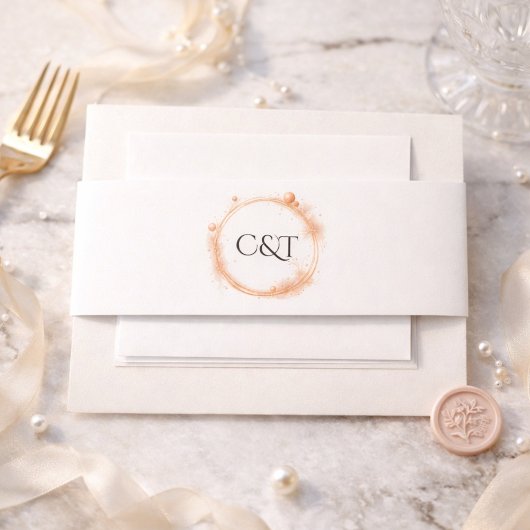 Elegant Peach Sparkle Wedding Script Calligraphy Einladungsbanderole