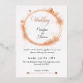 Elegant Peach Sparkle Wedding Script Calligraphy Folieneinladung (Vorderseite)