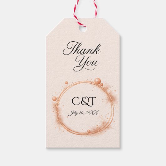 Elegant Peach Sparkle Wedding Script Calligraphy Geschenkanhänger (Vorderseite)