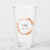 Elegant Peach Sparkle Wedding Script Calligraphy Glas (Vorderseite)