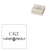 Elegant Peach Sparkle Wedding Script Calligraphy Gummistempel (Stempel)