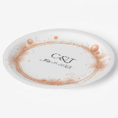 Elegant Peach Sparkle Wedding Script Calligraphy Pappteller (Schrägansicht)