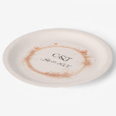 Elegant Peach Sparkle Wedding Script Calligraphy Pappteller (Schrägansicht)