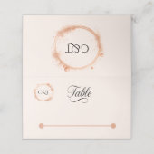 Elegant Peach Sparkle Wedding Script Calligraphy Platzkarte (Außenseite Aufgefaltet)