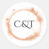 Elegant Peach Sparkle Wedding Script Calligraphy Runder Aufkleber (Vorderseite)