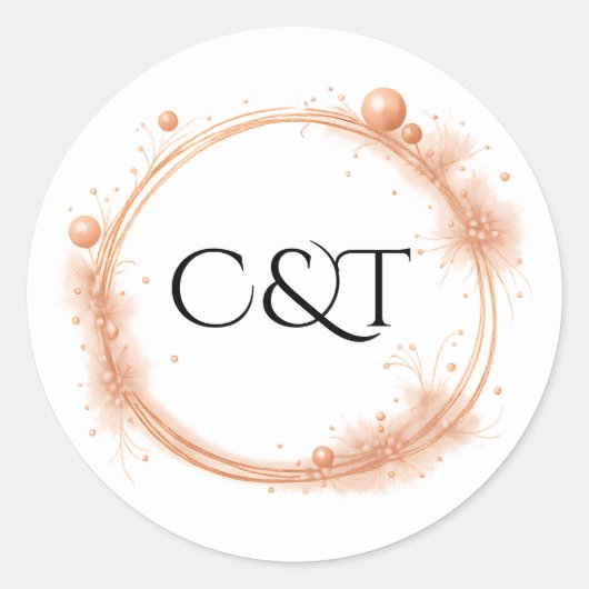 Elegant Peach Sparkle Wedding Script Calligraphy Runder Aufkleber (Vorderseite)