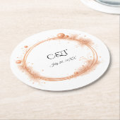 Elegant Peach Sparkle Wedding Script Calligraphy Runder Pappuntersetzer (Angewinkelt)